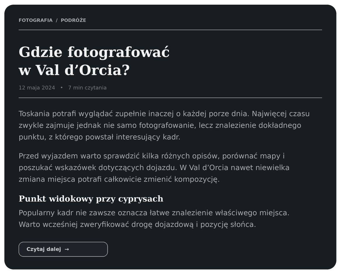 Artykuł na blogu podróżniczym o Toskanii