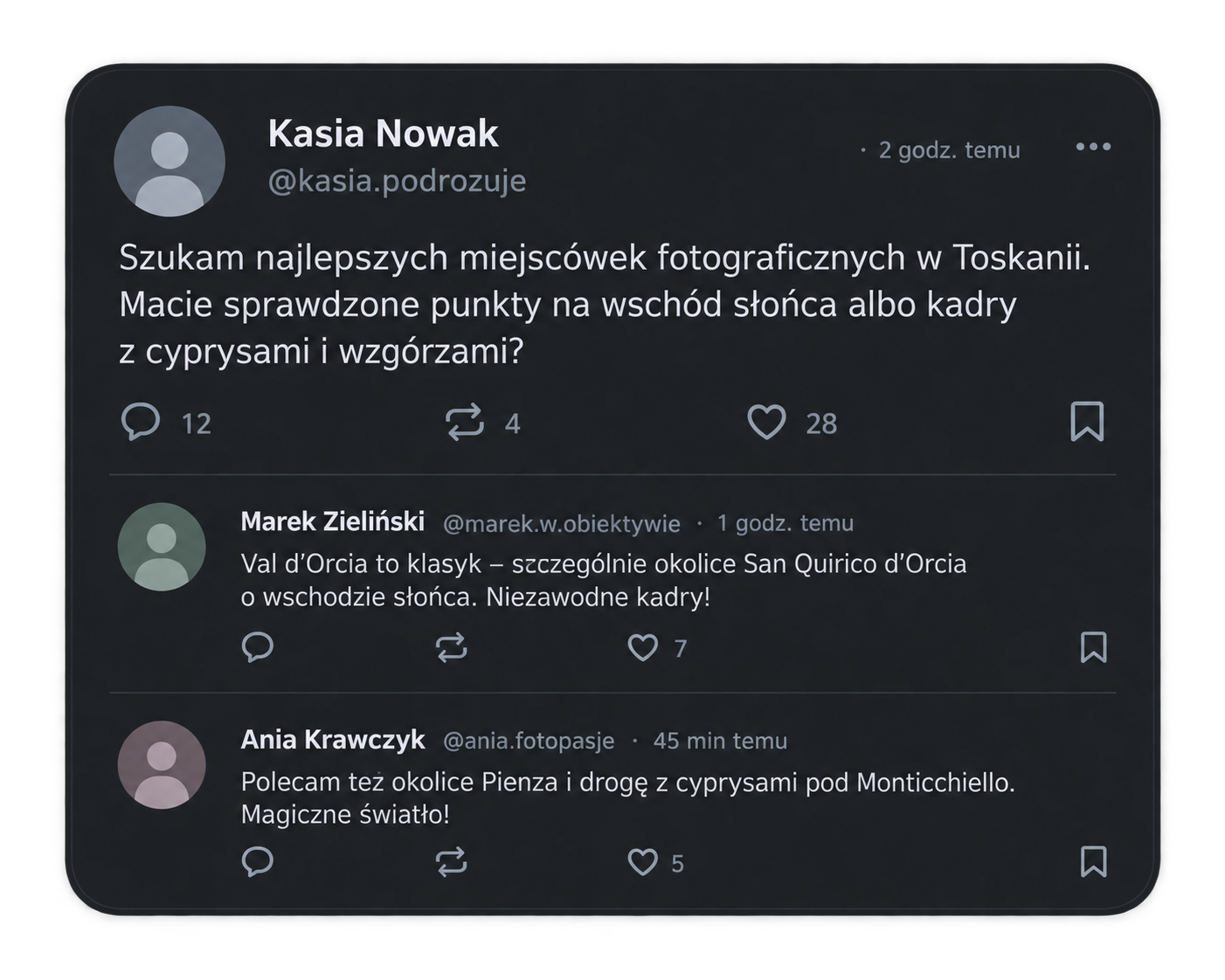 Dyskusja w mediach społecznościowych o miejscach fotograficznych